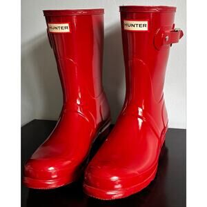 Hunter Women's Original Short Gloss Rain Boots Red Size 7 Waterproof
